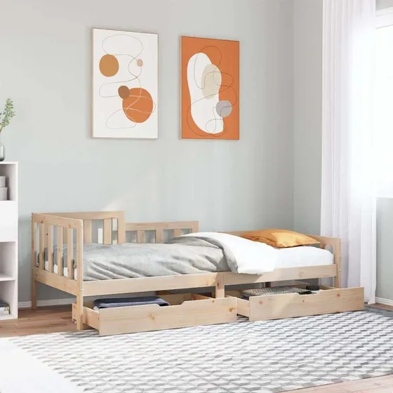 vidaXL Daybed med Skuffer 90x200 cm i Massivt Fyrretræ