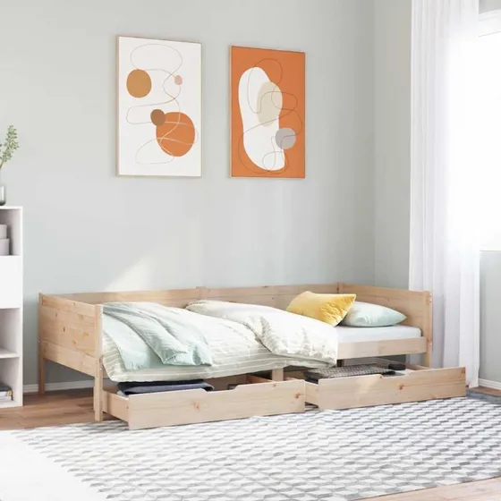 vidaXL Daybed med skuffer 80x200 cm massivt fyrretræ