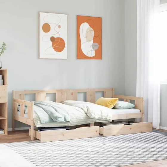 vidaXL Daybed med skuffer 90x190 cm i massivt fyrretræ