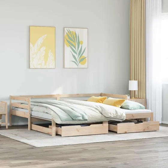 vidaXL Daybed med udtræk og skuffer 80x200 cm, mørkegrøn