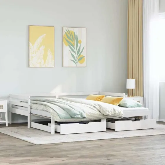 vidaXL Daybed med udtræk og skuffer 80x200 cm hvid