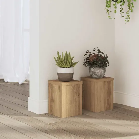 vidaXL Plantestativer 2 stk. 15x15x20 cm Konstrueret Træ Egetræsfarvet