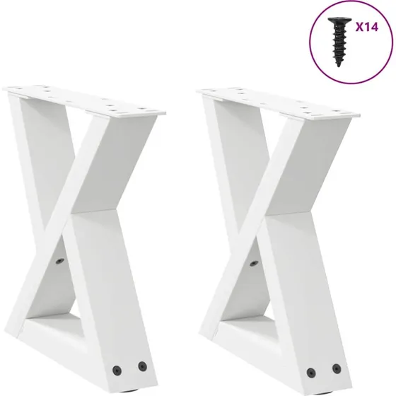 vidaXL sofabordsben 2 stk. hvid 40x(30-31,3) cm stål