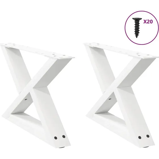 vidaXL sofabordsben 2 stk. hvid 50x(30-31,3) cm stål