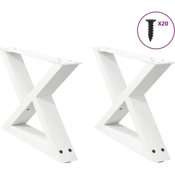 vidaXL sofabordsben 2 stk. hvid 60 x (30-31,3) cm stål