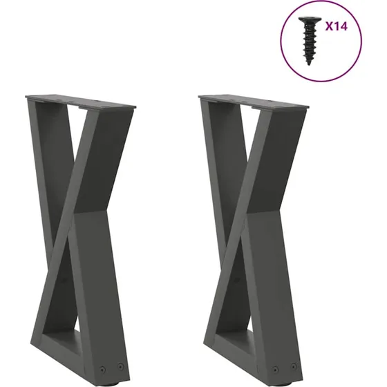 vidaXL sofabordsben 2 stk. antracit 28 x (42-43,3) cm stål