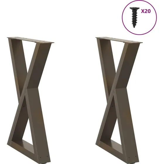vidaXL 2 stk. spisebordsben naturstål 60 x (72-73,3) cm