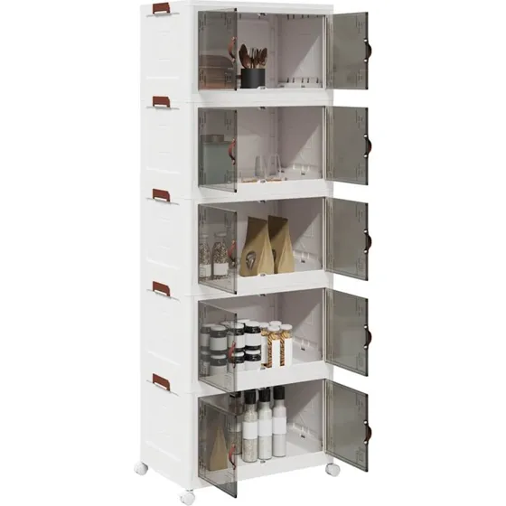 vidaXL Stabelbar opbevaringskasse med hjul 5-etagers 75 L 64x40x179 cm