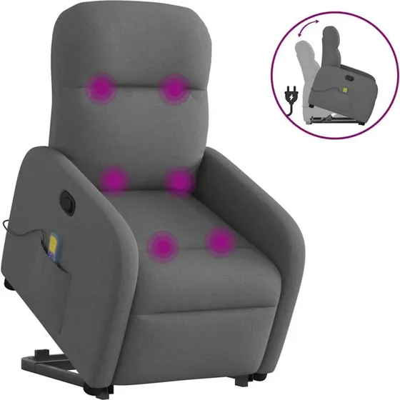 vidaXL Løftestol med Massagefunktion, Mørkegrå