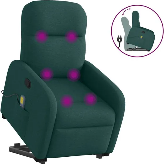 vidaXL løftestol med massage, mørkegrøn