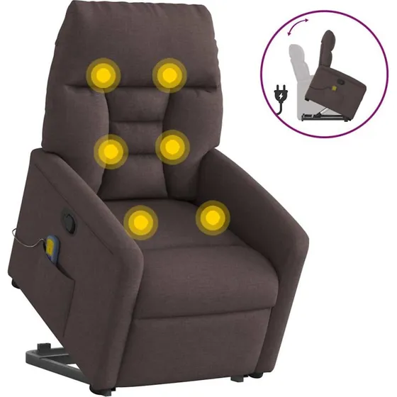 vidaXL Løftestol med Massage, Mørkebrun