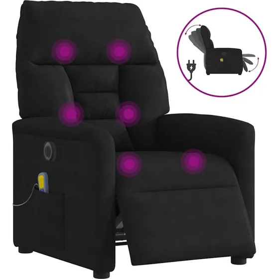 vidaXL Massagestol Mikrofiberstof Sort, Eldrevet