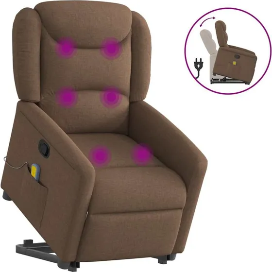 Løftestol med Massagefunktion, Brun Stof