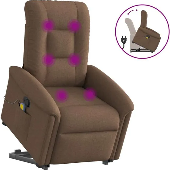 vidaXL Løftestol med Massagefunktion, Brun