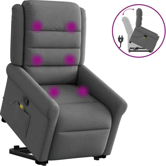 vidaXL Løftestol med Massagefunktion Mørkegrå