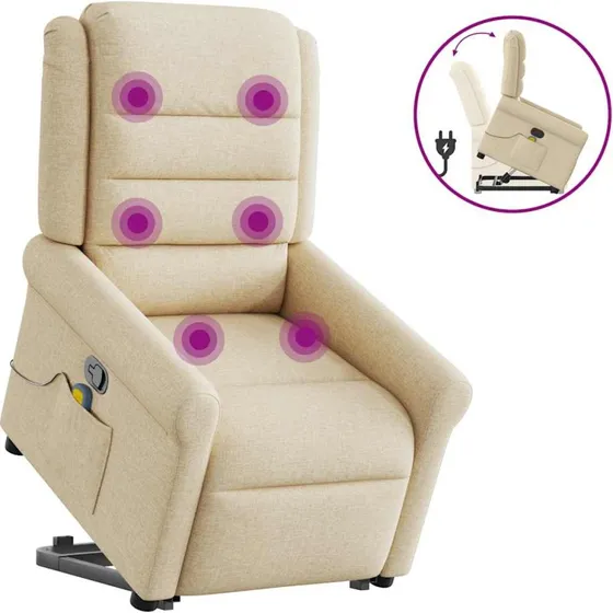 vidaXL Løftestol med Massage, Creme