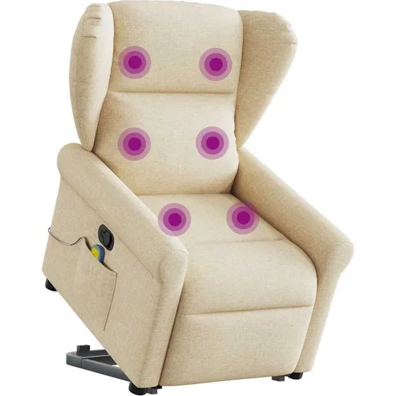 vidaXL Løftestol med Massage, Creme