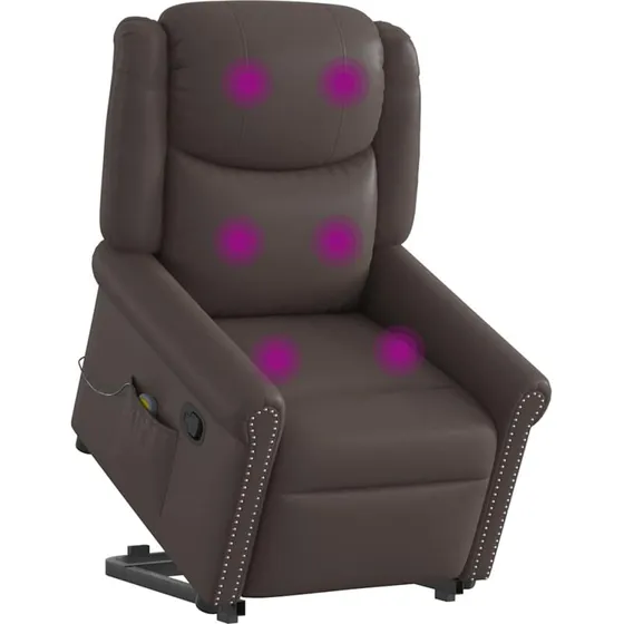 vidaXL løftestol med massagefunktion, skinnende brun