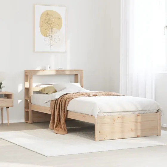 vidaXL Sengeramme 90x190 cm i massivt fyrretræ med sengegavl