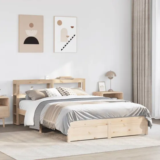 vidaXL Sengeramme 160x200 cm i massivt fyrretræ med sengegavl