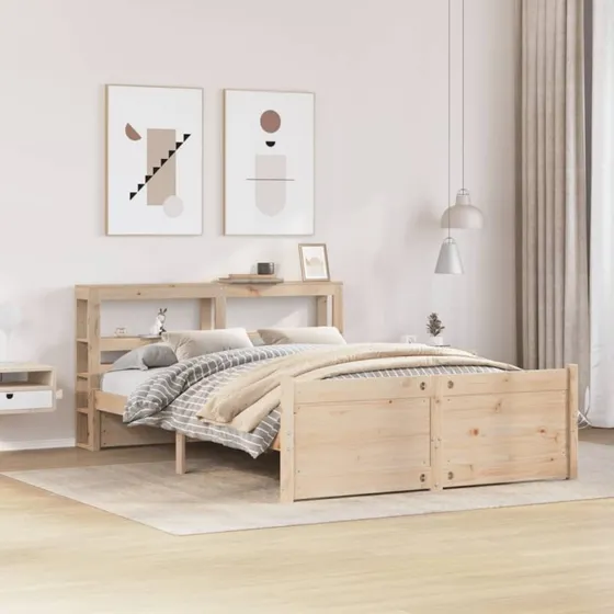 vidaXL Sengeramme 150x200 cm med Sengegavl i Massivt Fyrretræ