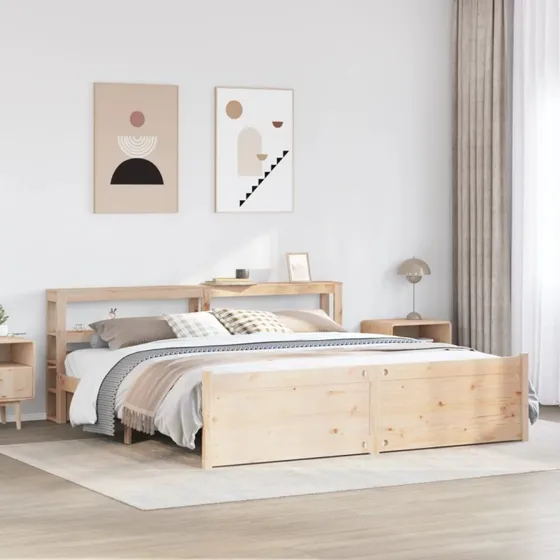 vidaXL Sengeramme 180x200 cm med Sengegavl i Massivt Fyrretræ