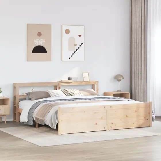 vidaXL Sengeramme 200x200 cm med Sengegavl i Massivt Fyrretræ