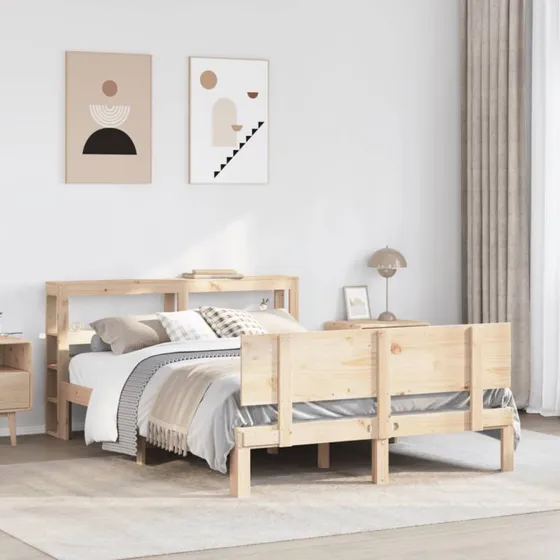 vidaXL sengeramme 140x190 cm i massivt fyrretræ med sengegavl