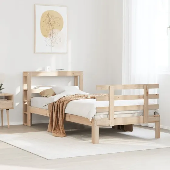 vidaXL Sengeramme 90x190 cm med Sengegavl i Massivt Fyrretræ