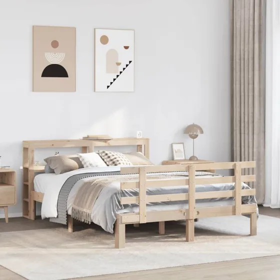vidaXL Sengeramme 120x200 cm med Sengegavl i Massivt Fyrretræ, Hvid