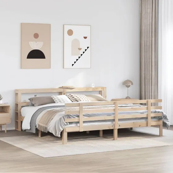 vidaXL Sengeramme 180x200 cm med Sengegavl i Massivt Fyrretræ
