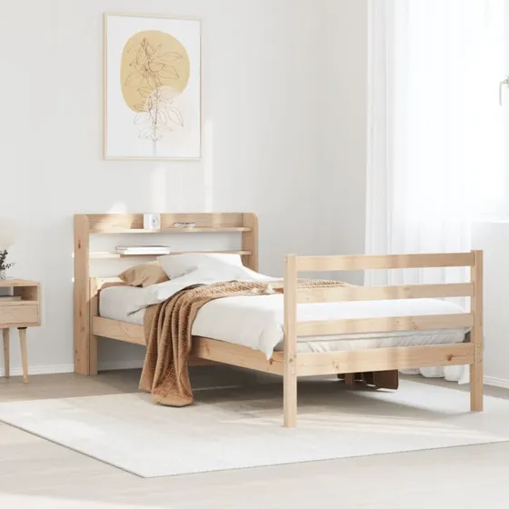 vidaXL Sengeramme 90x200 cm massivt fyrretræ med sengegavl