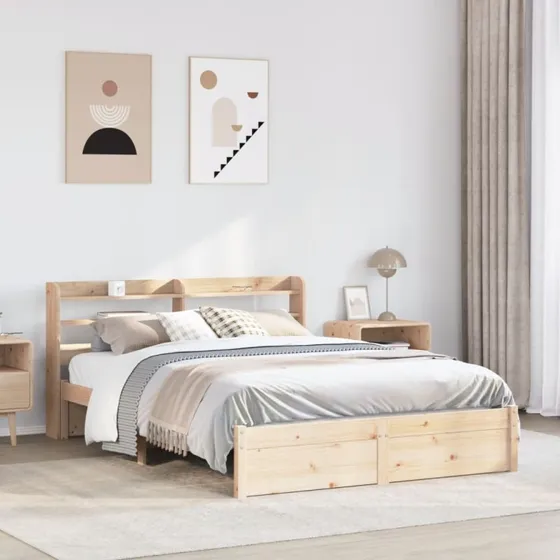 vidaXL Sengeramme 160x200 cm i massivt fyrretræ med sengegavl