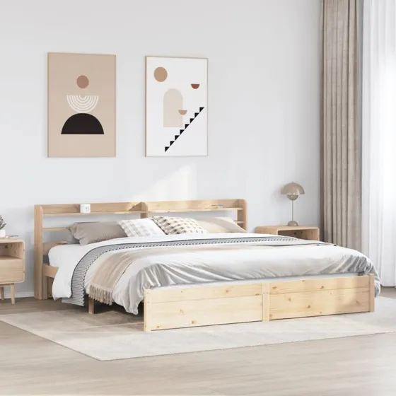 vidaXL Sengeramme 180x200 cm i massivt fyrretræ med sengegavl