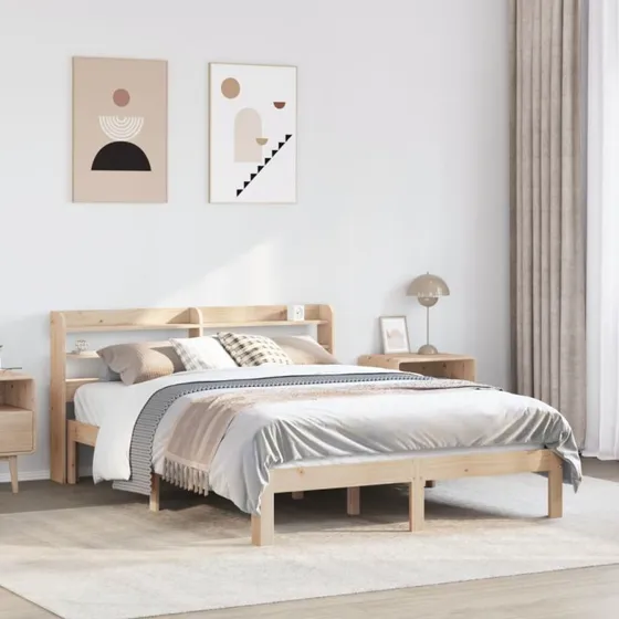 vidaXL Sengeramme 120x190 cm med sengegavl i massivt fyrretræ