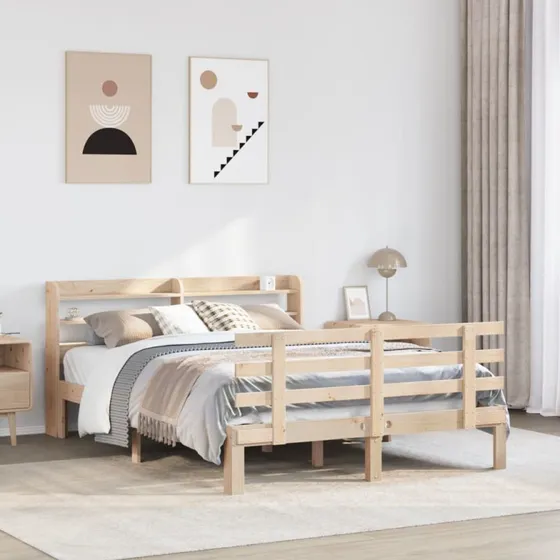 vidaXL Sengeramme 120x190 cm massivt fyrretræ med sengegavl