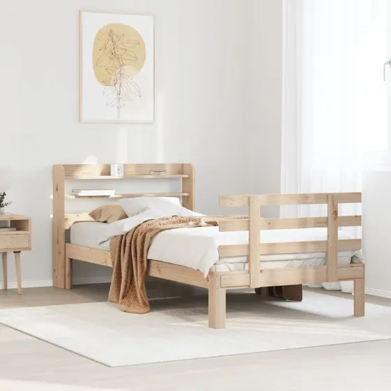 vidaXL Sengeramme 90x200 cm massivt fyrretræ med sengegavl