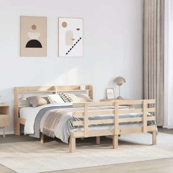 vidaXL Sengeramme 160x200 cm i Massivt Fyrretræ med Sengegavl