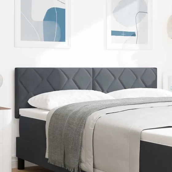 Lumina Led-sengegavl Med Led-strimmellys Mørkegrå 144 cm Fløjl