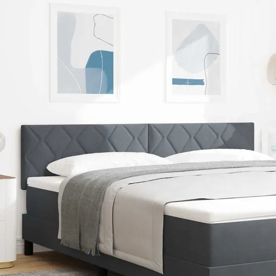 vidaXL LED-sengegavl Mørkegrå 180 cm Fløjl