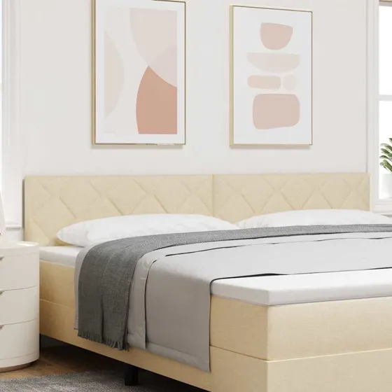 vidaXL LED-sengegavl Creme 200 cm Stof
