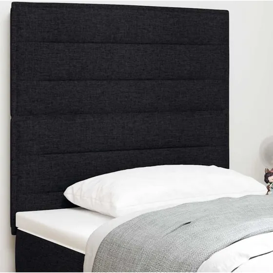 vidaXL LED-sengegavl med justerbar højde, 80 cm, sort, stof