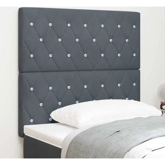 vidaXL LED Sengegavl Mørkegrå 90 cm Fløjl med Justerbar Højde