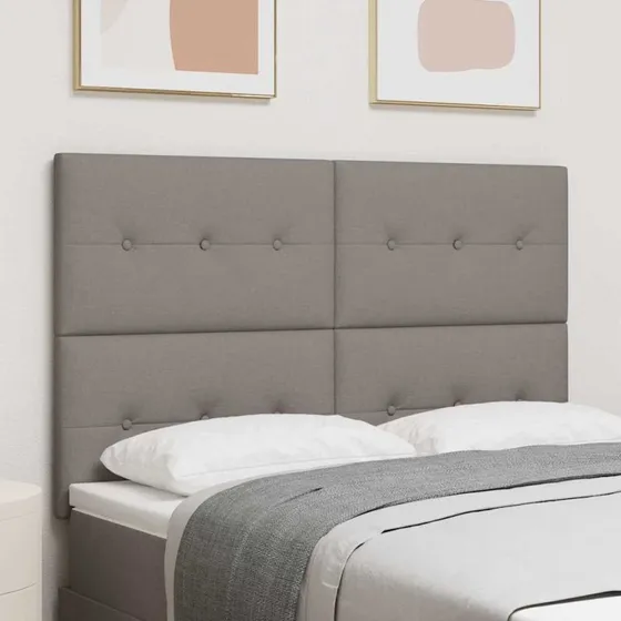 vidaXL LED-sengegavl Gråbrun 144 cm Stof med lysstrimler