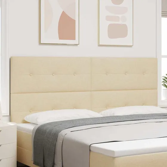 vidaXL LED-sengegavl creme 200 cm med lysstrimler