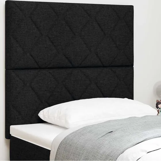vidaXL LED-sengegavl Sort 100 cm Stof