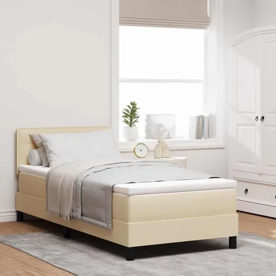 vidaXL Box Spring Seng med Hovedgærde, Creme, 100 x 200 cm