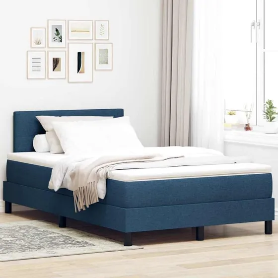 vidaXL Box spring seng med hovedgærde, blå, 120 x 200 cm