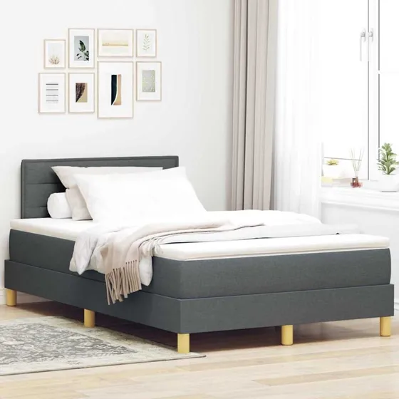 vidaXL Box spring seng med pude, mørkegrå, 120 x 190 cm