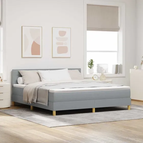 vidaXL Box spring seng med pude, lysegrå, 180 x 200 cm